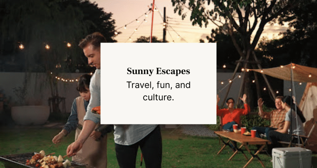 family enjoyment at backyard in summer