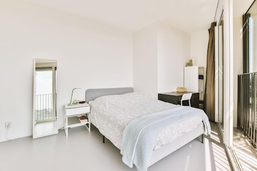 white themed bedroom design