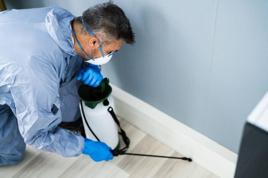 expert pest control team spraying