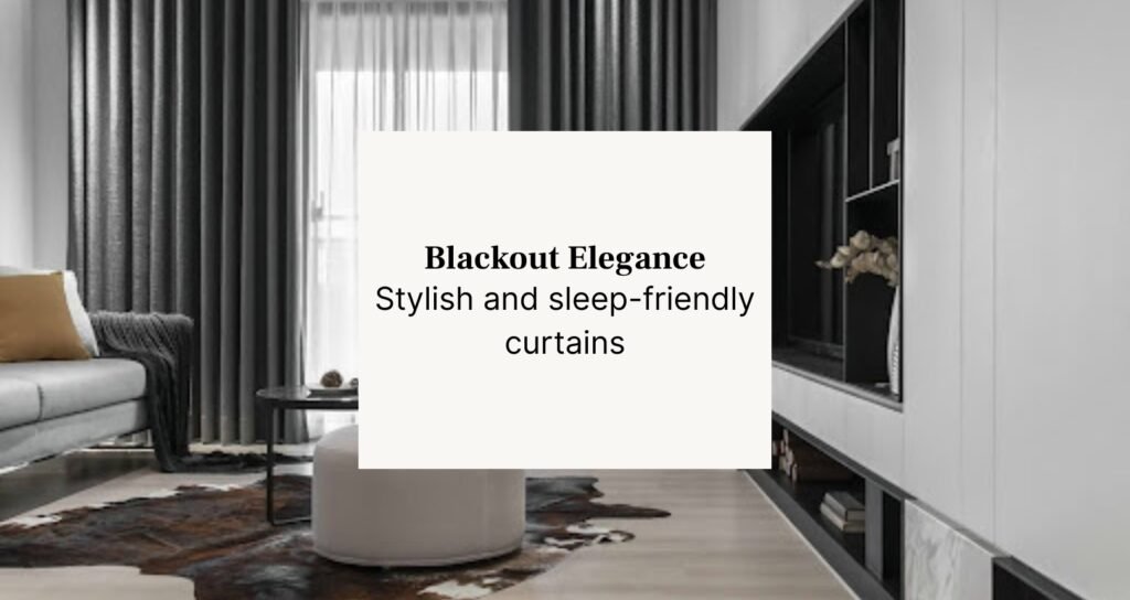 black curtains in decorated living room