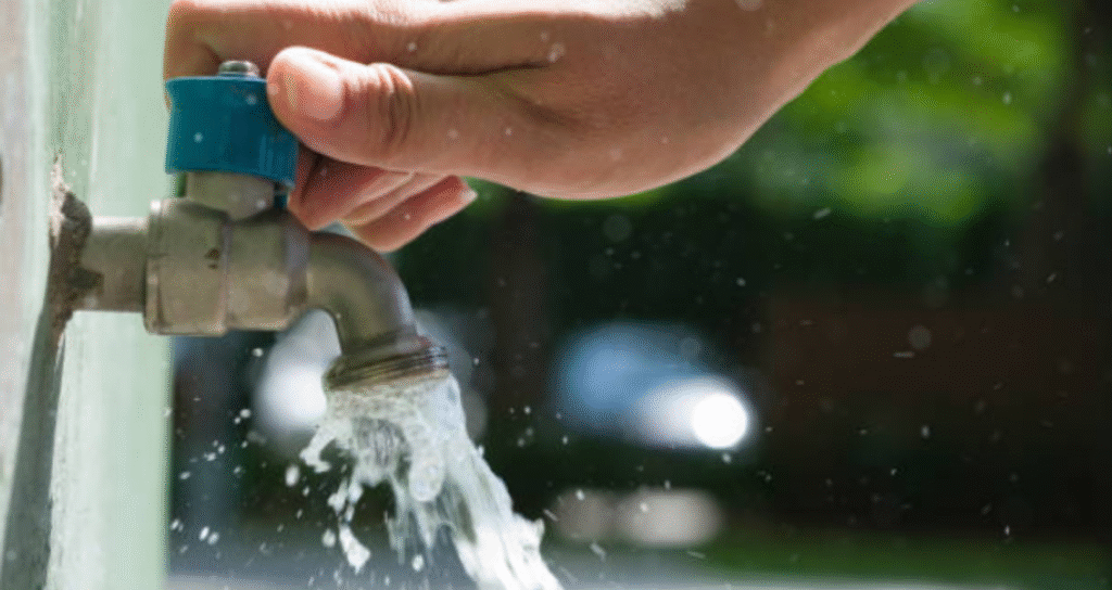 water pressure outdoor faucet in summer