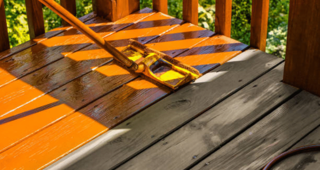 painting a staining deck