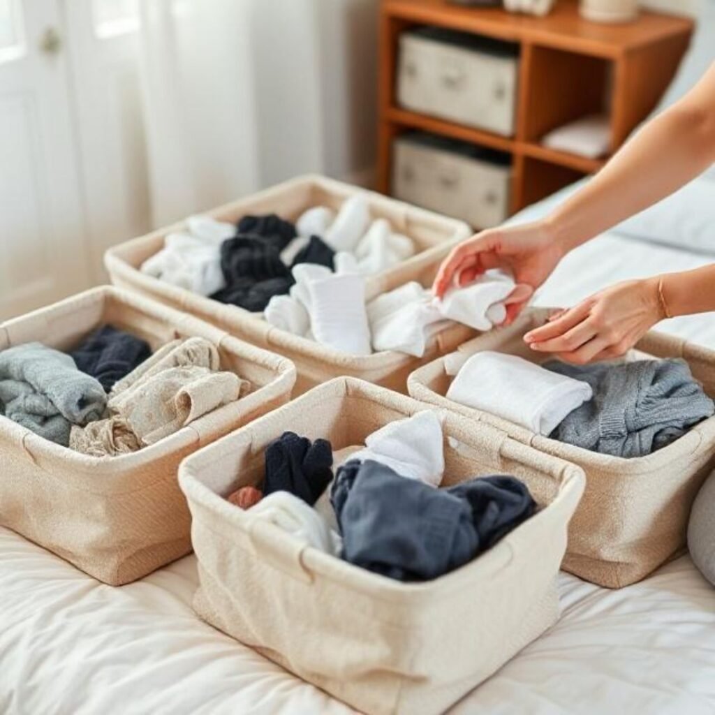 girl decluttering
