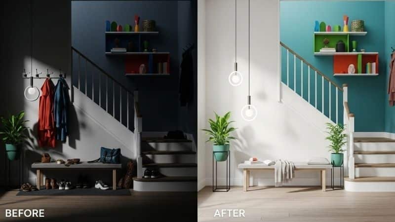 Entryway transformation with clutter removed