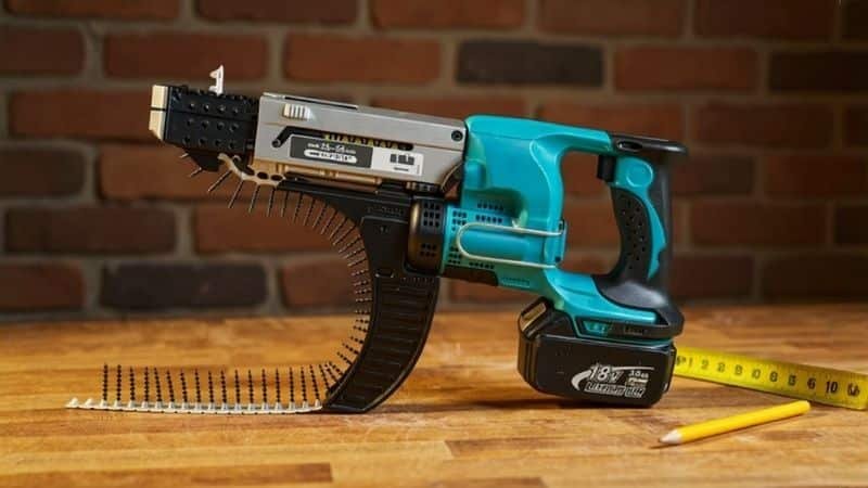 Close-up of a drywall screwgun