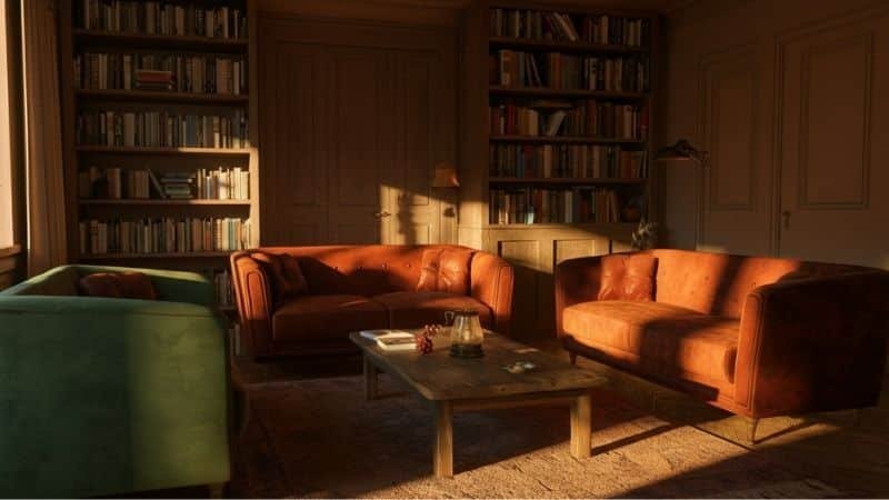 Conversation-focused living room
