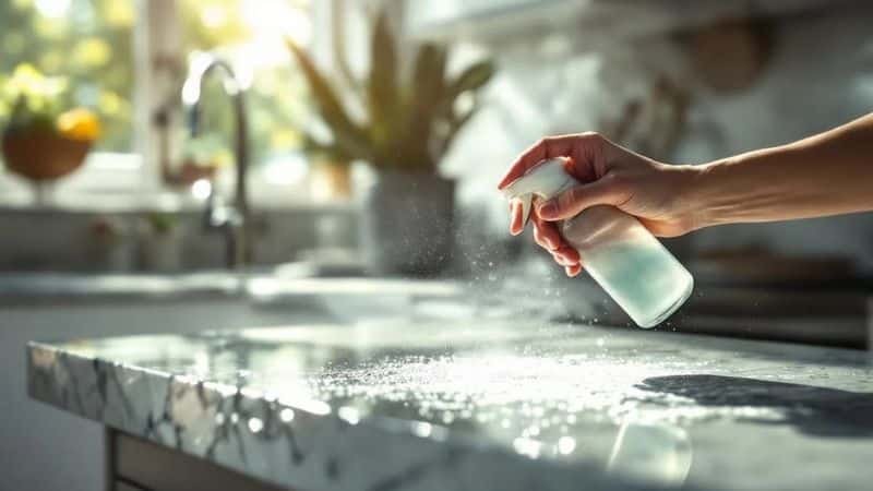disinfecting kitchen counter with Hydrogen Peroxide