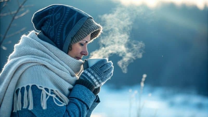 girl dressed in layered winter clothing