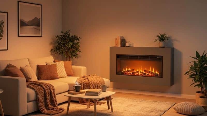 electric fireplace heater in living room