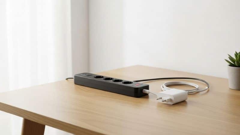 unplugged charger near an extension board