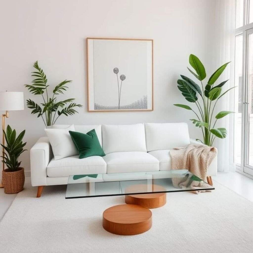 living room with plants