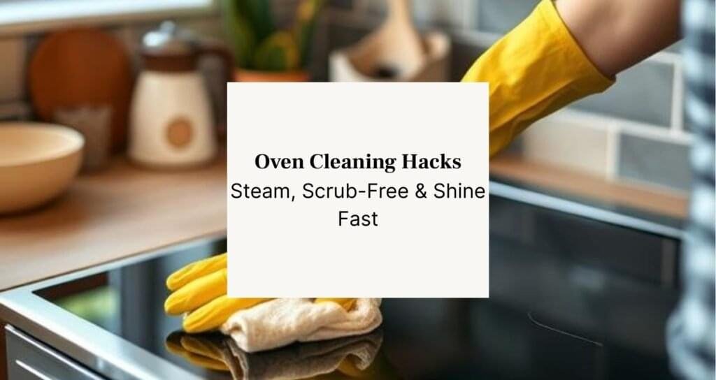 girl cleaning oven with spray