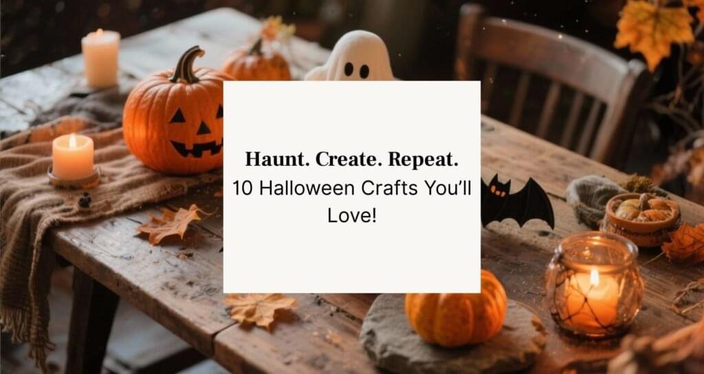 DIY Halloween crafts on a table