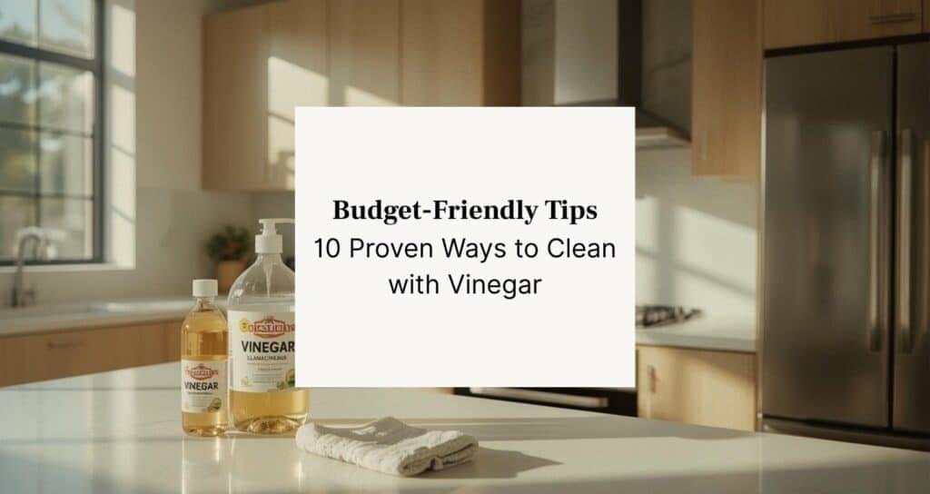 Clean modern kitchen with vinegar on counter top