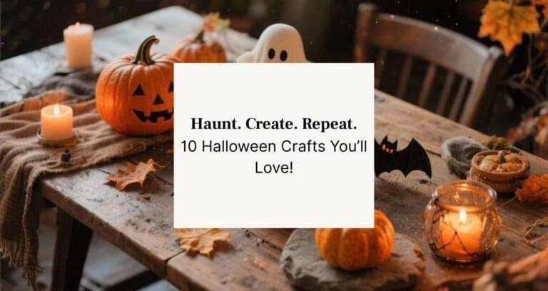 DIY Halloween crafts on a table