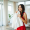 girl smelling the cloth